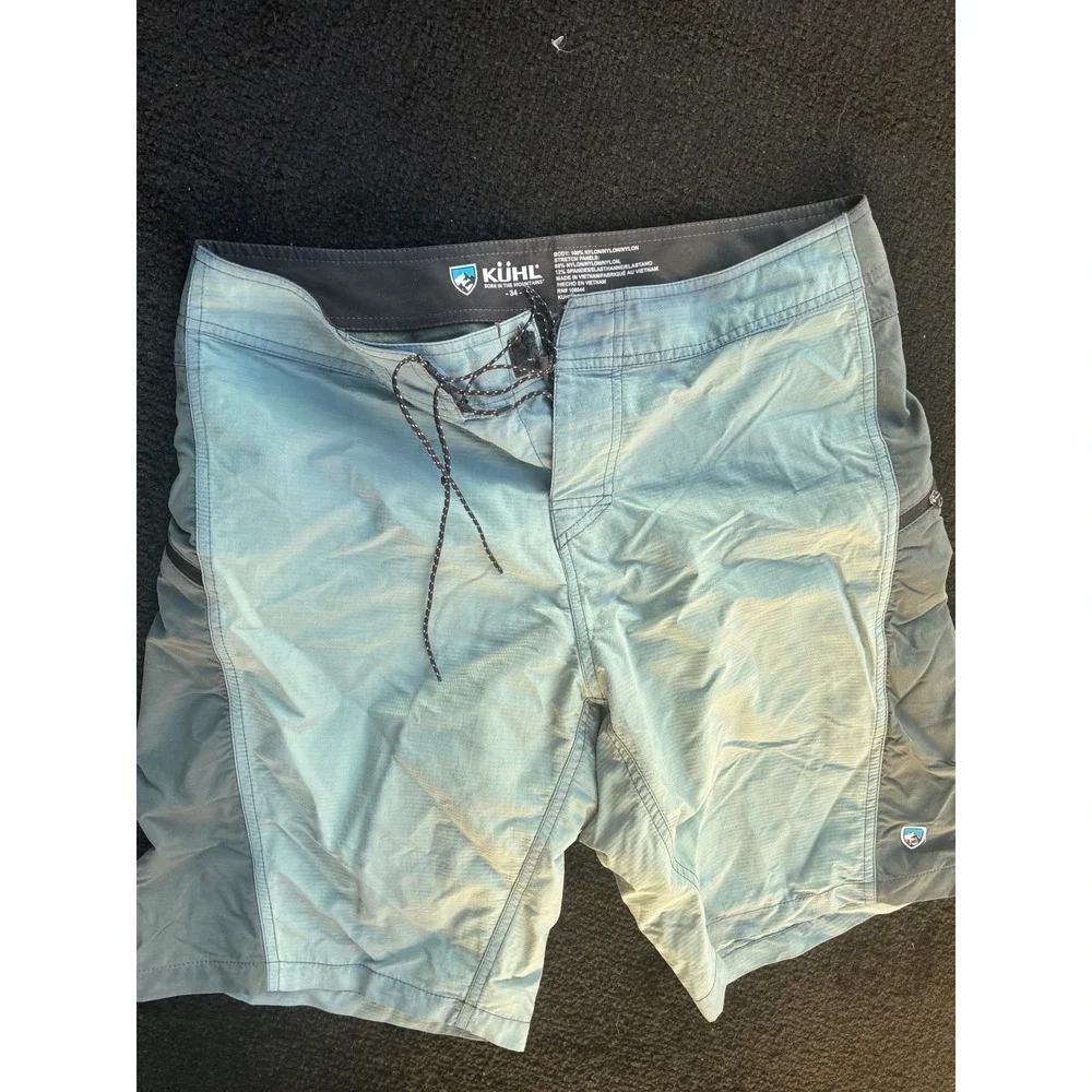 Kuhl Mutiny Board Shorts Mens 34 Blue Grey Nylon Stretch RN108846